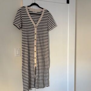 RD Style Black and White Striped Midi Dress